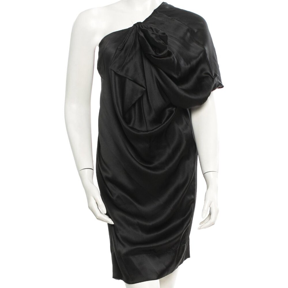 Stella McCartney Black Silk One-Shoulder Dress S | US4
